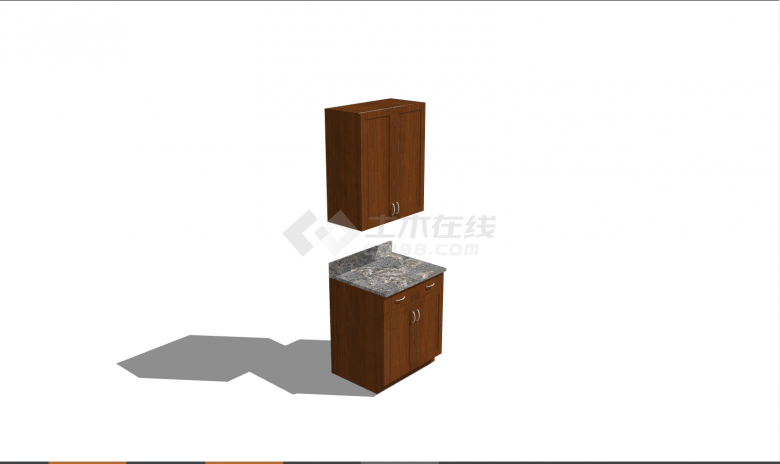 棕色的带有吊柜的橱子卫浴su模型-图二