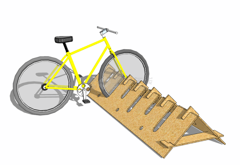 创意木质设计自行车停车架su模型-图一
