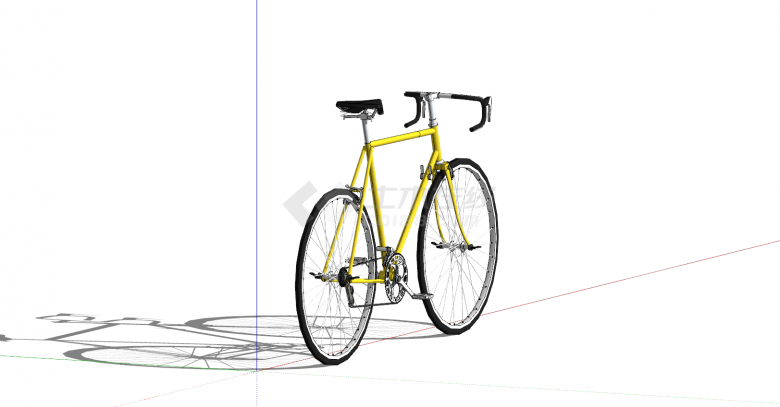 自行车黄色单车横杠su模型-图二
