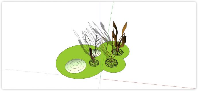 金属制水草造型现代创意雕塑小品su模型_图1