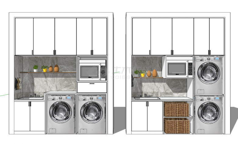 现代银色家用智能洗衣机su模型-图一