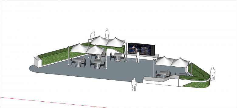 现代商业街休息区小品su模型-图二