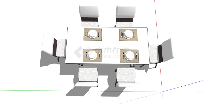 现代简约白色餐桌椅su模型-图一