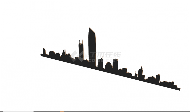 现代黄色高楼城市剪影su模型-图二