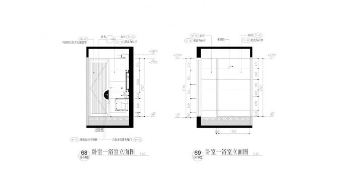 某某建筑卧一浴室平面图CAD图_图1