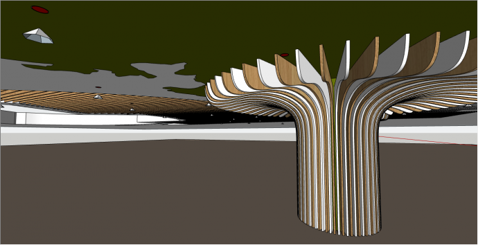 原木室内超大条纹装饰柱包柱su模型_图1