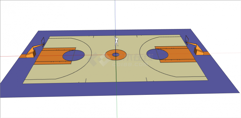 现代都市小型篮球场su模型-图一