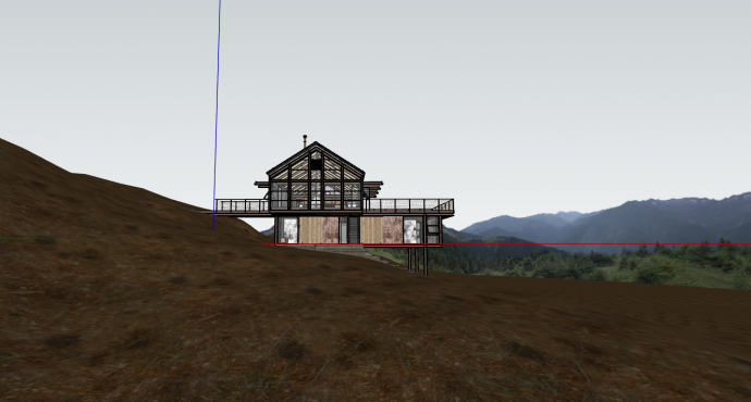 双层大坡顶木屋树屋su模型_图1