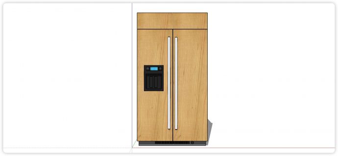 木纹面对开门独立式冰箱su模型_图1
