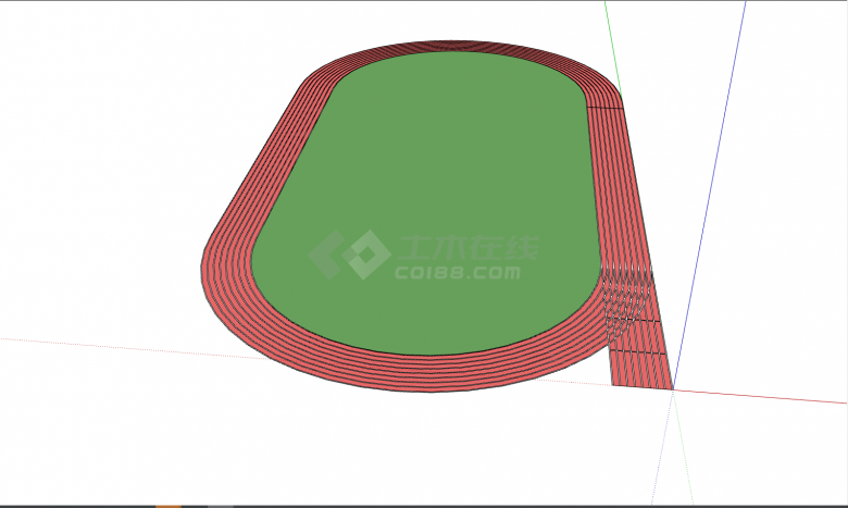 绿色带草坪简约运动场地su模型-图一