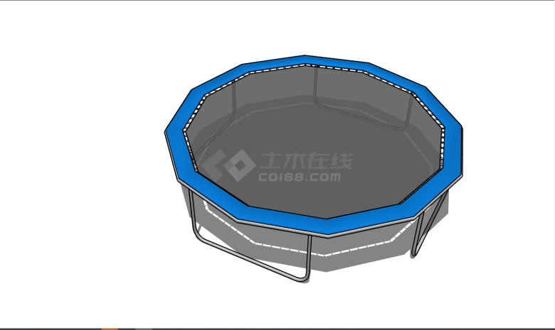 蓝灰色圆型简约运动场地su模型-图二