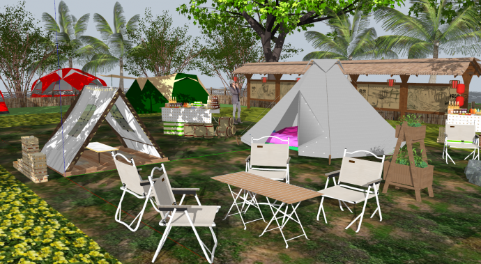 露营帐篷锥形三角形su模型_图1