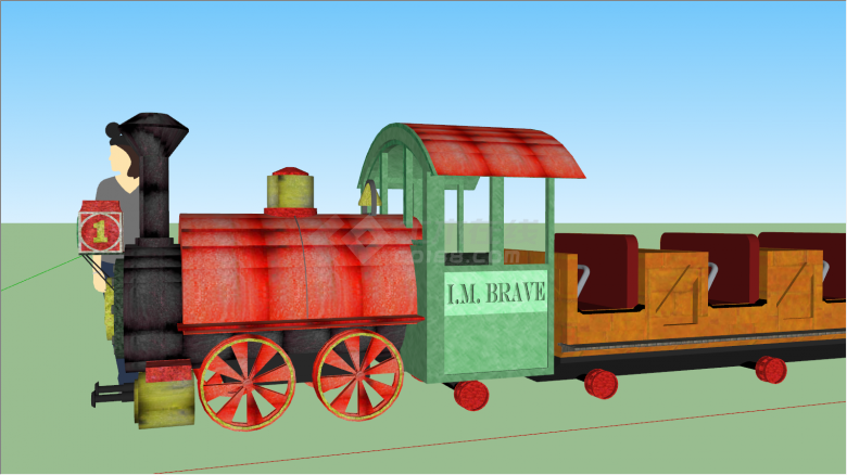 迪士尼中式小火车游乐su模型-图二