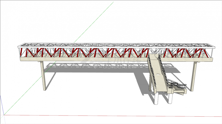 带楼梯的高景观桥su模型-图二