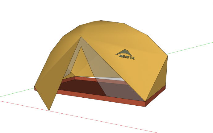 土黄色低矮露营帐篷su模型_图1