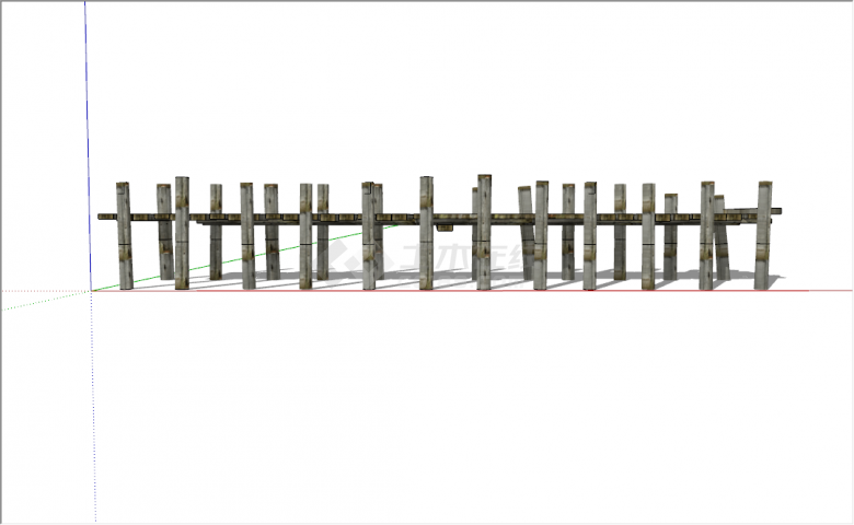中式灰色水上独木桥su模型-图二
