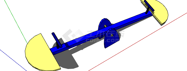 蓝色黄色现代室外健身器材SU模型室外su-图一