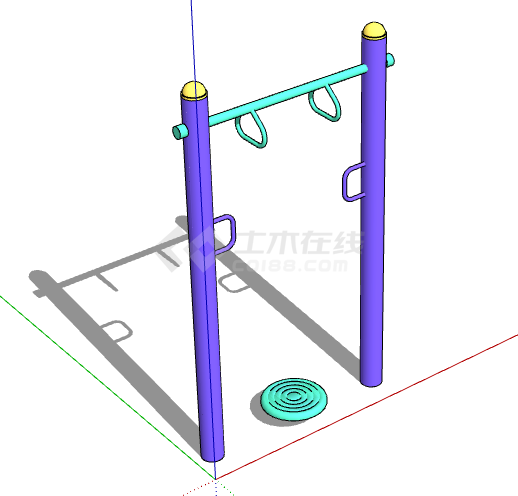 紫色单杠室外健身器材SU模型室外su-图二