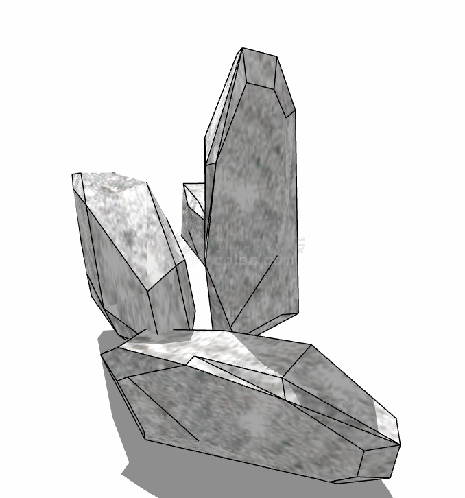 灰色园区景区假山置石的SU模型-图二
