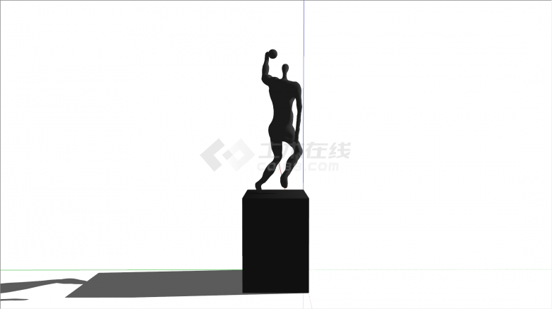 现代抽象人物打篮球投篮人像雕塑 su模型-图一
