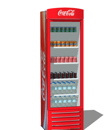 红色可乐现代风格超市冰柜SU模型-图一