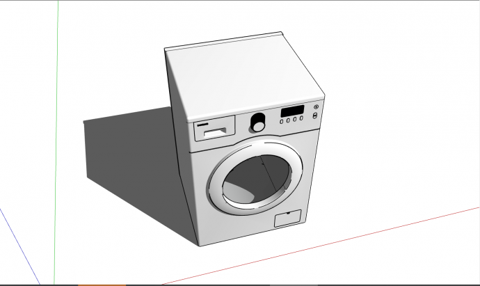 一款白色的全自动的洗衣机su模型_图1