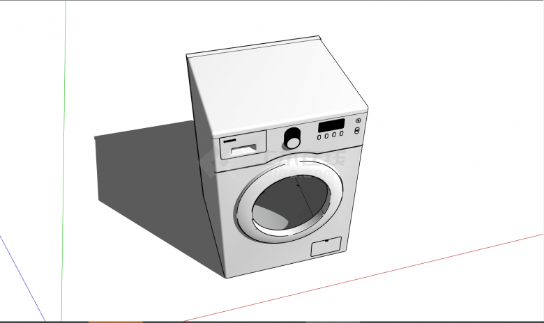 一款白色的全自动的洗衣机su模型-图一