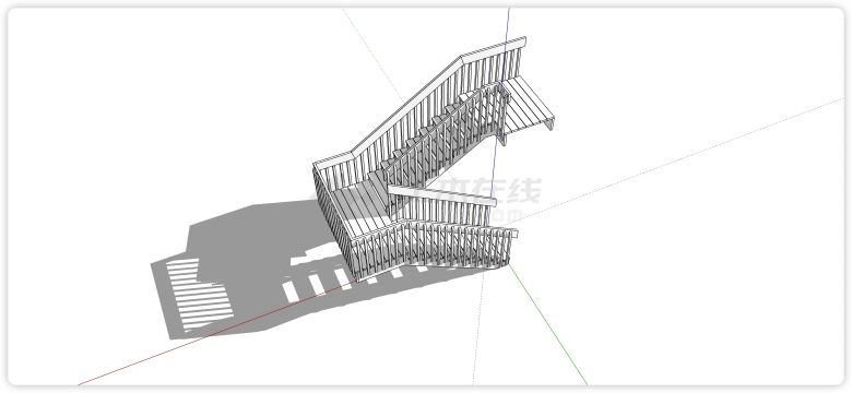 木块阶梯木结构楼梯su模型-图二