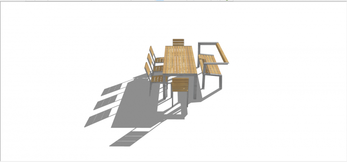 灰色铁架木质多人组合座椅su模型_图1
