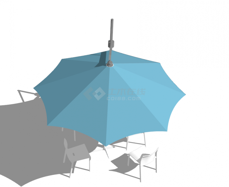 遮阳伞塑料凳组合座椅su模型-图一
