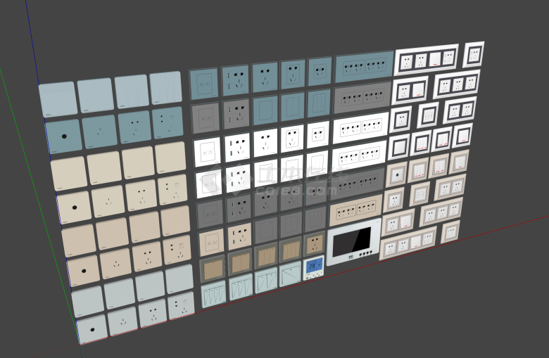 现代开关插座五金超级多不同类型的su模型-图二