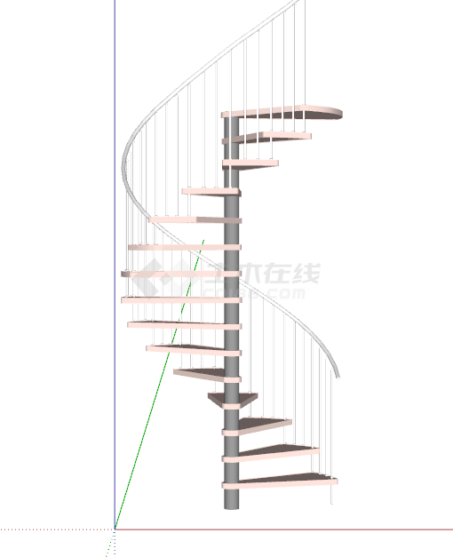 旋转设计楼梯su模型-图二