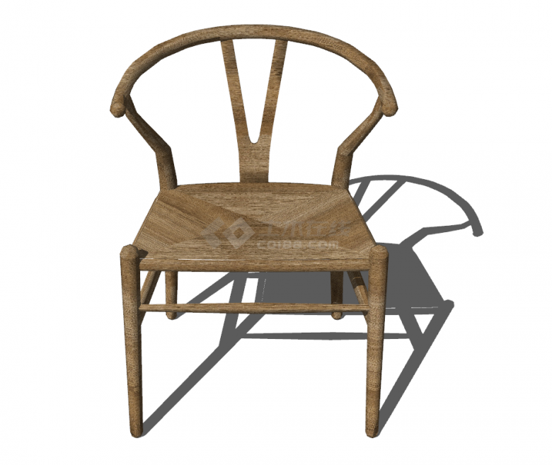 简易式原木传统单椅su模型-图二