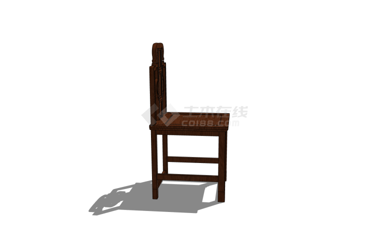 中式直立高靠背单椅su模型-图二
