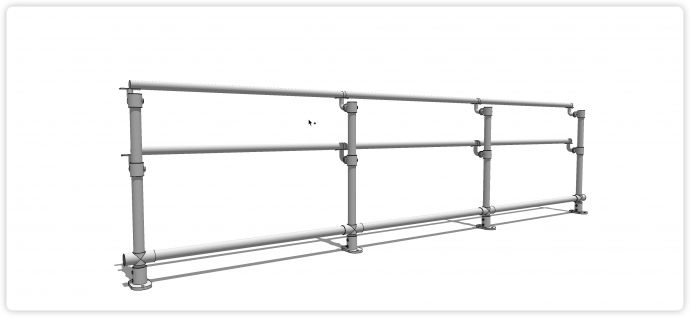 圆形钢管接驳结构不锈钢栏杆su模型_图1