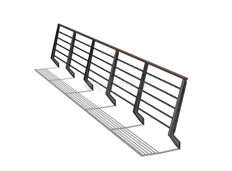 木制扶手不锈钢栏杆 su模型-图二
