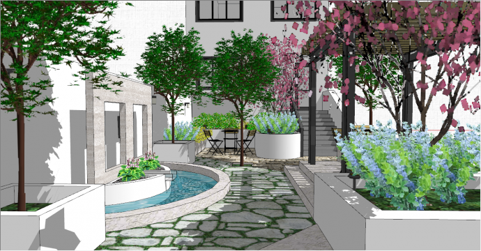 新型公寓景观庭院精致su模型_图1
