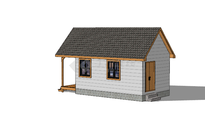 黑色顶现代小木屋su模型-图一