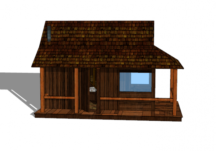褐色简约现代小木屋su模型_图1