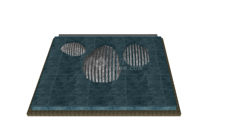 新中式石头分割喷泉su模型-图一