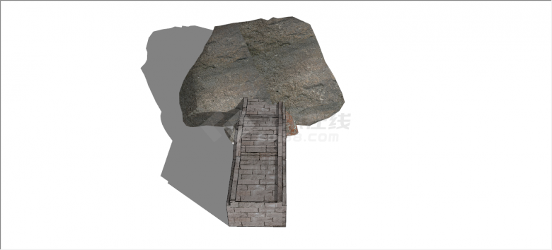 坚固中式石头廊桥su模型-图一