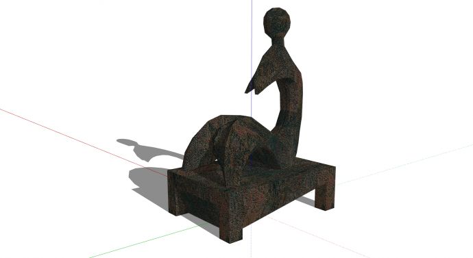 铁质蹲坐人偶现代创意艺术雕塑su模型_图1