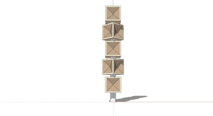 褐色螺旋内凹叠高方块现代创意艺术雕塑su模型_图1