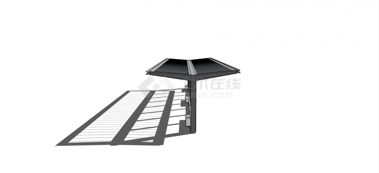 双侧斜拉膜结构玻璃顶停车棚su模型-图二