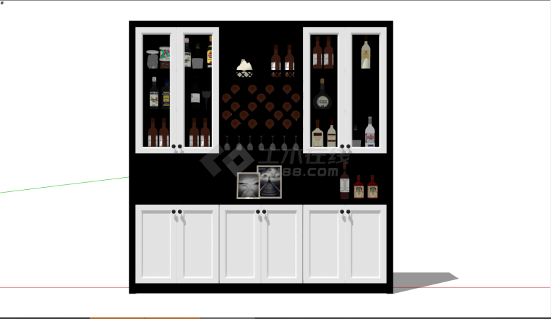 一款简约的时尚的酒柜 su模型-图二
