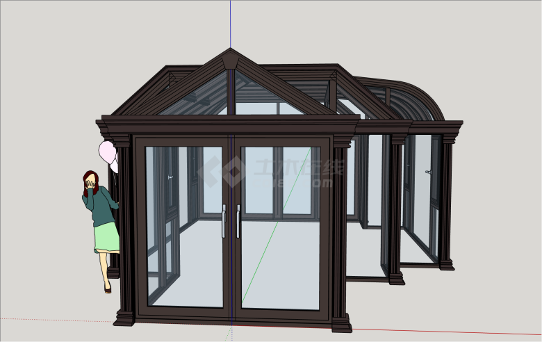 精美欧式风格现代阳光房su模型-图二