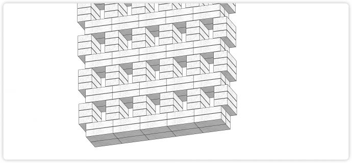 两长两短叠砌穿孔板建筑表皮su模型_图1