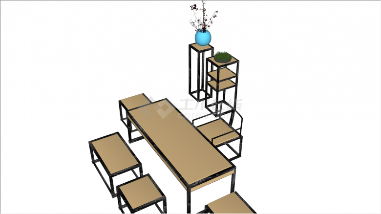 桌椅家具合集带花瓶su模型-图二