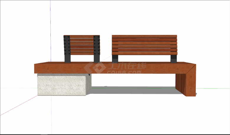 木质简易双面靠背创意坐凳su模型-图一