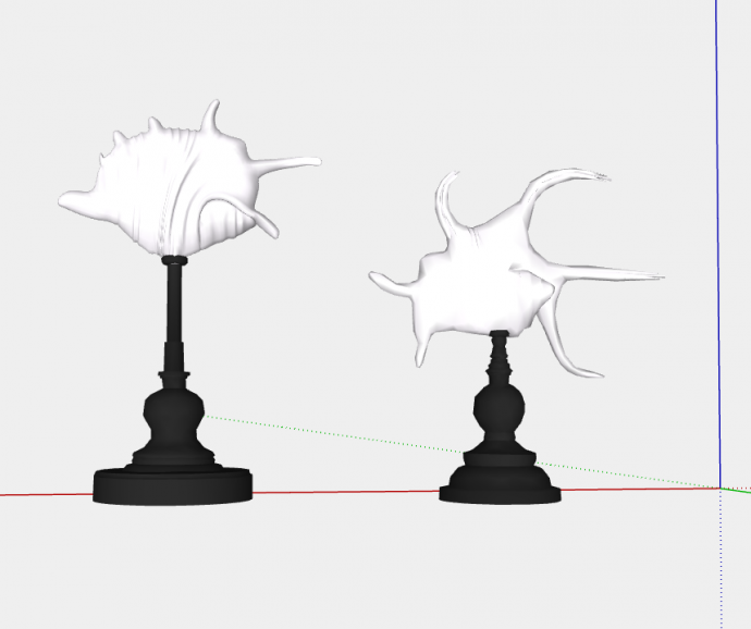 法式烛台式海洋动物塑像饰品摆设su模型_图1